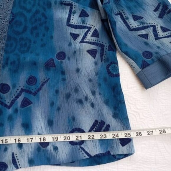 R&M Richards Petite 2-Piece Blue Dress & Jacket Set Size 16WP Abstract Pattern - Picture 8 of 16